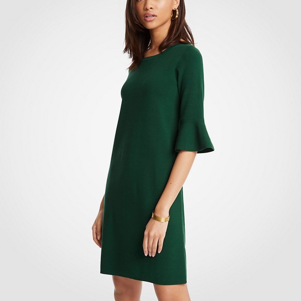 Ann Taylor Petite Fluted Sleeve Sweater Dress XSP